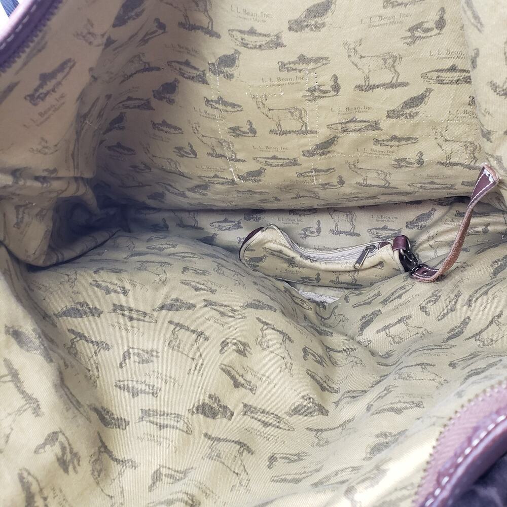LL Bean BAG Brown Pebbled Leather Large Tote Carry Shopping Boat PREPPY MAINE - Picture 12 of 16